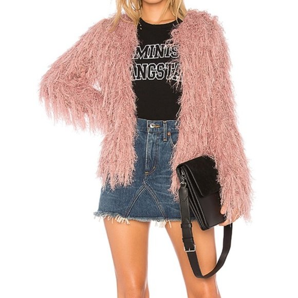 J.O.A Shaggy Fuzzy Fluffy Pink Cardigan - Picture 4 of 11